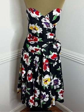 Stunning Lillie Rubin Strapless Floral Fit-and-Flare Dress